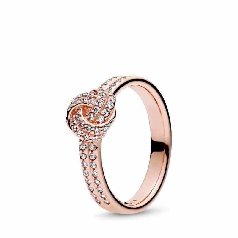 Pandora Rose™ Sparkling Love Knot Statement Ring Ireland - Pandora Rose/Cubic Zirconia - 637485SMQ